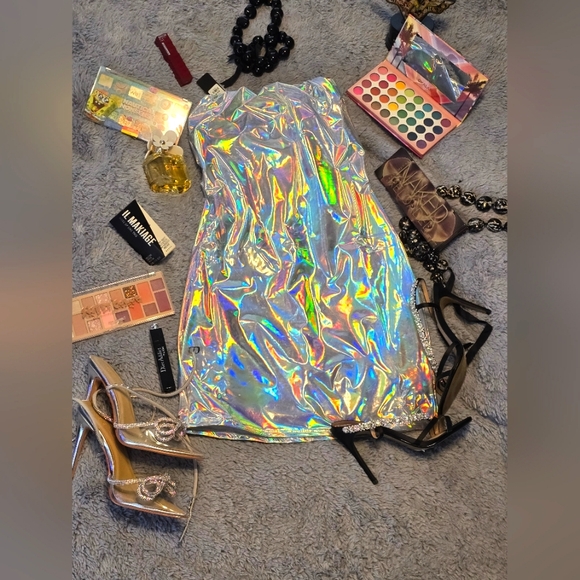 Beautiful silver rainbow metallic dress M & L - Picture 4 of 5